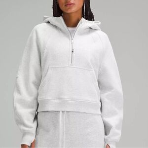 Gray half zip Lululemon scuba hoodie.